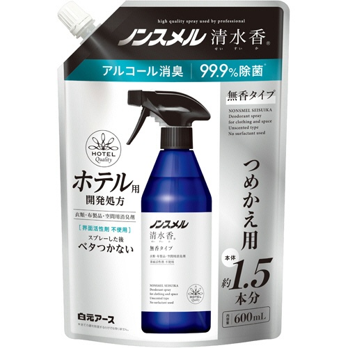 白元アース　ノンスメル　清水香　無香　つめかえ用　６００ｍＬ　１パック1