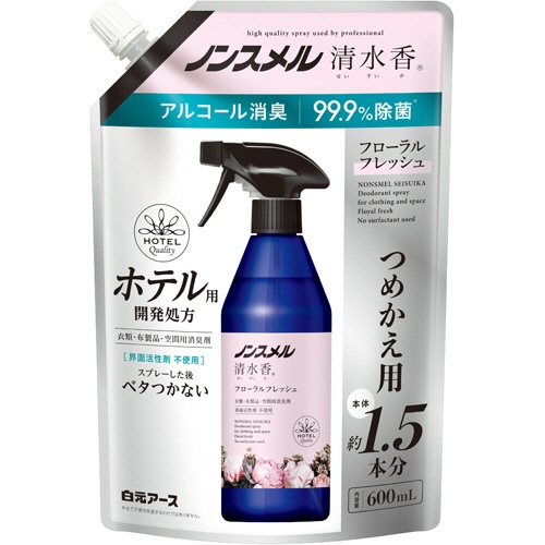 白元アース　ノンスメル　清水香　フローラルフレッシュの香り　つめかえ用　６００ｍＬ　１パック1