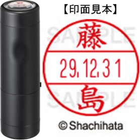 シヤチハタ　データーネームＥＸ１５号　キャップ式　既製品　本体＋印面（氏名印：藤島）セット　ＸＧＬ－１５Ｈ－Ｒ＋１５Ｍ　（１７４９　フジシマ）　１個