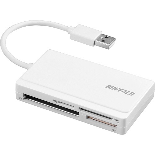 バッファロー　ＵＳＢ２．０　マルチカードリーダー／ライター　ケーブル収納モデル　ホワイト　ＢＳＣＲ３００Ｕ２ＷＨ　１個1