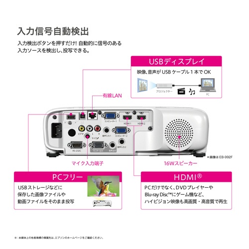 エプソン　ビジネスプロジェクター　Ｆｕｌｌ　ＨＤ　４０００ルーメン　無線ＬＡＮ内蔵　ＥＢ－９９２Ｆ　１台4