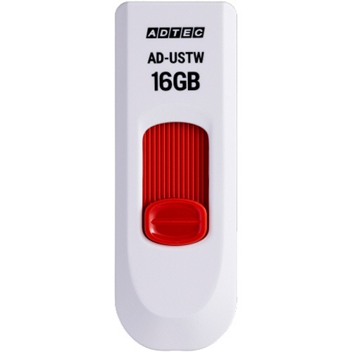 アドテック　ＵＳＢ２．０　スライド式フラッシュメモリ　１６ＧＢ　ホワイト／レッド　ＡＤ－ＵＳＴＷ１６Ｇ－Ｕ２Ｒ　１個1