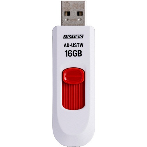アドテック　ＵＳＢ２．０　スライド式フラッシュメモリ　１６ＧＢ　ホワイト／レッド　ＡＤ－ＵＳＴＷ１６Ｇ－Ｕ２Ｒ　１個2