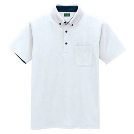 アイトス　制電半袖ボタンダウンポロシャツ（男女兼用）　エコ制電ニット　ホワイト　Ｓサイズ　ＡＺ－５０００６－００１－Ｓ　１着