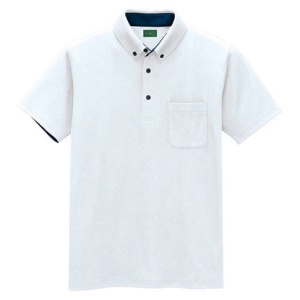 アイトス　制電半袖ボタンダウンポロシャツ（男女兼用）　エコ制電ニット　ホワイト　Ｌサイズ　ＡＺ－５０００６－００１－Ｌ　１着1