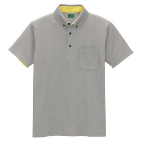 アイトス　制電半袖ボタンダウンポロシャツ（男女兼用）　エコ制電ニット　グレー　Ｌサイズ　ＡＺ－５０００６－００４－Ｌ　１着
