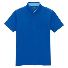 アイトス　制電半袖ボタンダウンポロシャツ（男女兼用）　エコ制電ニット　ブルー　Ｓサイズ　ＡＺ－５０００６－００６－Ｓ　１着
