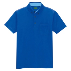 アイトス　制電半袖ボタンダウンポロシャツ（男女兼用）　エコ制電ニット　ブルー　Ｍサイズ　ＡＺ－５０００６－００６－Ｍ　１着1