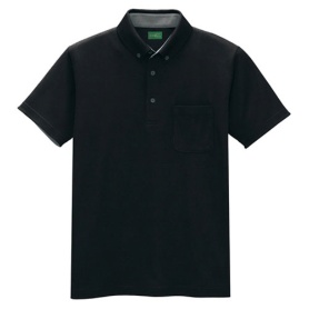 アイトス　制電半袖ボタンダウンポロシャツ（男女兼用）　エコ制電ニット　ブラック　Ｓサイズ　ＡＺ－５０００６－０１０－Ｓ　１着