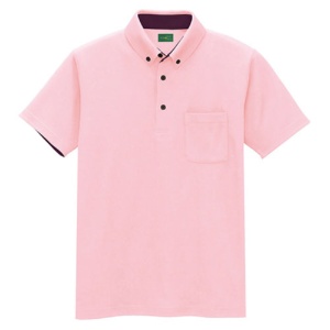 アイトス　制電半袖ボタンダウンポロシャツ（男女兼用）　エコ制電ニット　ピンク　Ｓサイズ　ＡＺ－５０００６－０６０－Ｓ　１着1