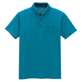 アイトス　制電半袖ボタンダウンポロシャツ（男女兼用）　エコ制電ニット　ピーコックブルー　Ｍサイズ　ＡＺ－５０００６－０６６－Ｍ　１着