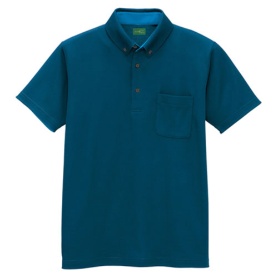 アイトス　制電半袖ボタンダウンポロシャツ（男女兼用）　エコ制電ニット　アイアンブルー　Ｌサイズ　ＡＺ－５０００６－０７６－Ｌ　１着