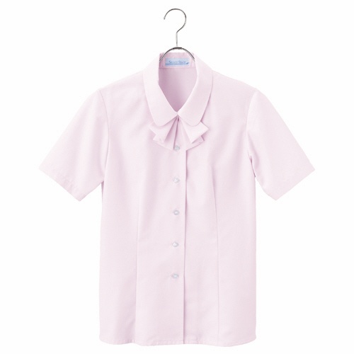 神馬本店　半袖ブラウス（タイ付）　ファインカルゼ　ラベンダー　１５号　ＳＳ０１２Ｂ－１９－１５　１着1