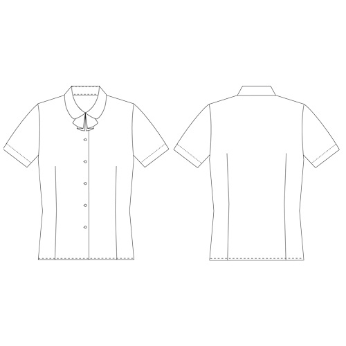 神馬本店　半袖ブラウス（タイ付）　ファインカルゼ　ラベンダー　１５号　ＳＳ０１２Ｂ－１９－１５　１着2