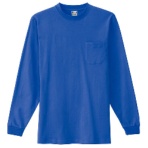 アイトス 長袖Tシャツ(ポケット付)(男女兼用) 32/2天竺(テンジク) コーマ糸 ブルー Sサイズ AZ-10530-006-S 1着