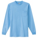 アイトス 長袖Tシャツ(ポケット付)(男女兼用) 32/2天竺(テンジク) コーマ糸 サックス 3Lサイズ AZ-10530-007-3L 1着