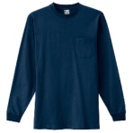アイトス 長袖Tシャツ(ポケット付)(男女兼用) 32/2天竺(テンジク) コーマ糸 ネイビー 4Lサイズ AZ-10530-008-4L 1着
