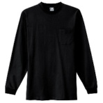 アイトス 長袖Tシャツ(ポケット付)(男女兼用) 32/2天竺(テンジク) コーマ糸 ブラック 3Lサイズ AZ-10530-010-3L 1着