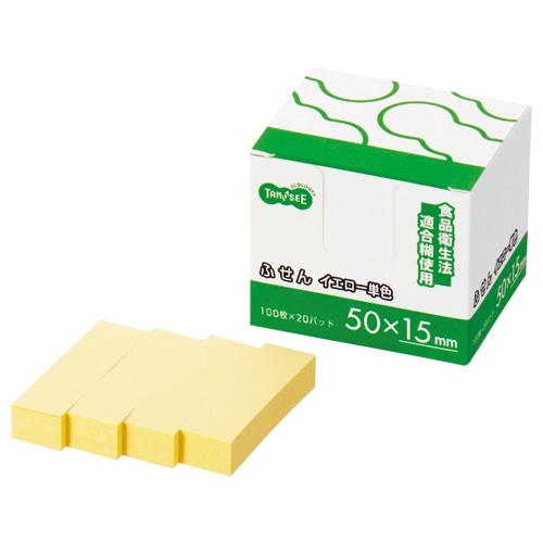 ＴＡＮＯＳＥＥ　ふせん　見出し　５０×１５ｍｍ　イエロー　１パック（２０冊）1