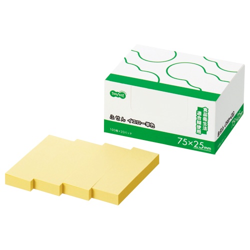 ＴＡＮＯＳＥＥ　ふせん　７５×２５ｍｍ　イエロー　１パック（２０冊）1