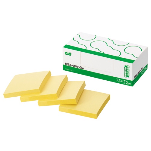 ＴＡＮＯＳＥＥ　ふせん　ノート正方形　７５×７５ｍｍ　イエロー　１パック（１０冊）1