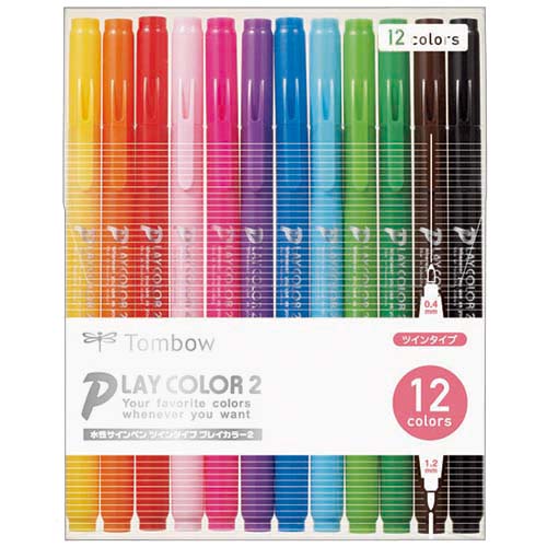 たのめーる】トンボ鉛筆 水性カラーサインペン プレイカラー2 12色