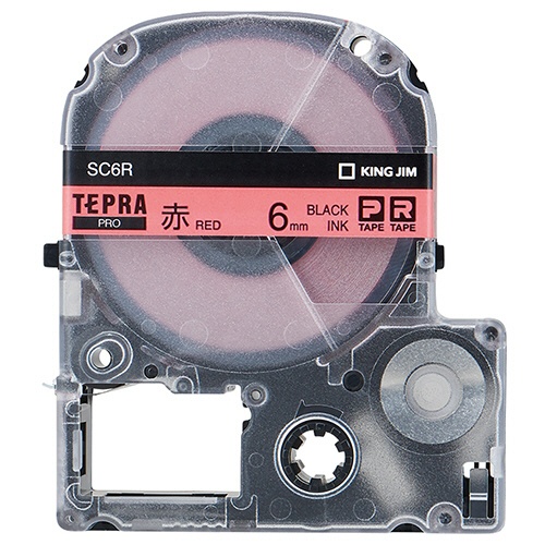 キングジム　テプラ　ＰＲＯ　テープカートリッジ　パステル　６ｍｍ　赤／黒文字　エコパック　ＳＣ６Ｒ－５Ｐ　１パック（５個）1