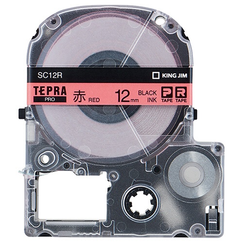 キングジム　テプラ　ＰＲＯ　テープカートリッジ　パステル　１２ｍｍ　赤／黒文字　ＳＣ１２Ｒ－５Ｐ　１パック（５個）1
