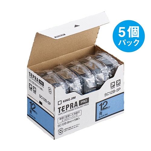 キングジム　テプラ　ＰＲＯ　テープカートリッジ　パステル　１２ｍｍ　青／黒文字　ＳＣ１２Ｂ－５Ｐ　１パック（５個）3