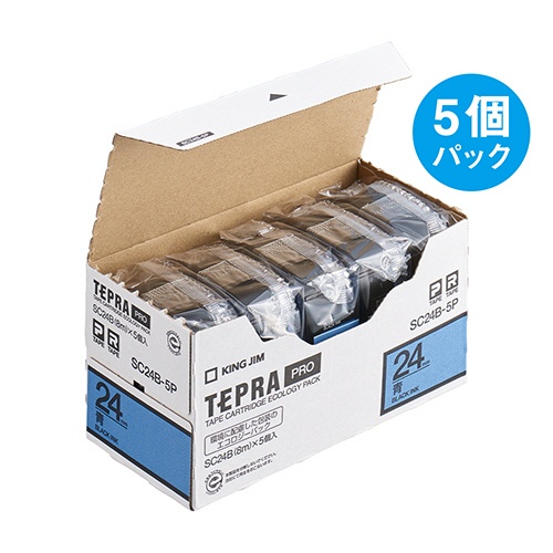 キングジム　テプラ　ＰＲＯ　テープカートリッジ　パステル　２４ｍｍ　青／黒文字　ＳＣ２４Ｂ－５Ｐ　１パック（５個）3