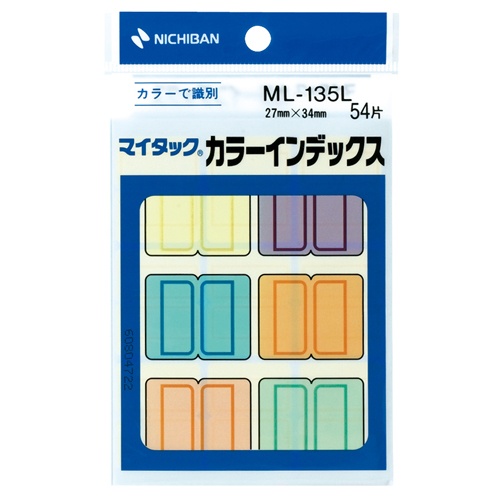 ニチバン　マイタック　カラーインデックス　大　２７×３４ｍｍ　６色　ＭＬ－１３５Ｌ　１パック（５４片：各色９片）1