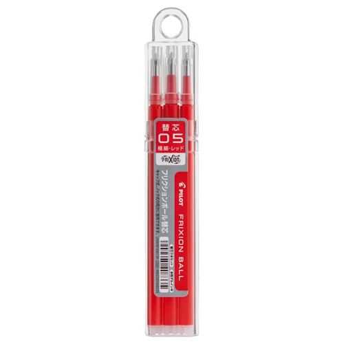 パイロット　ゲルインキボールペン　フリクションボール替芯　０．５ｍｍ　レッド　キャップ式ノック式両用　ＬＦＢＫＲＦ３０ＥＦ３Ｒ　１パック（３本）1