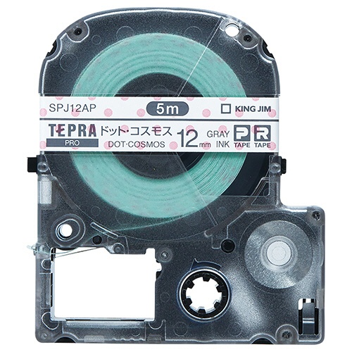 キングジム　テプラ　ＰＲＯ　テープカートリッジ　マスキングテープ　ｍｔ　ラベル　１２ｍｍ　ドット・コスモス／グレー文字　ＳＰＪ１２ＡＰ　１個1