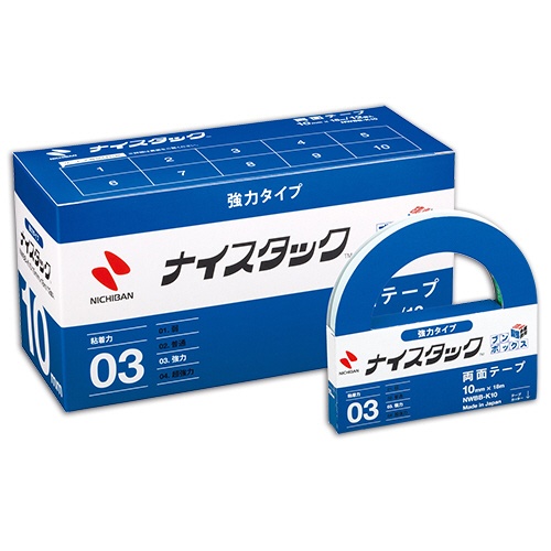 ニチバン　ナイスタック　両面テープ　強力タイプ　ブンボックス　大巻　１０ｍｍ×１８ｍ　ＮＷＢＢ－Ｋ１０　１パック（１２巻）1