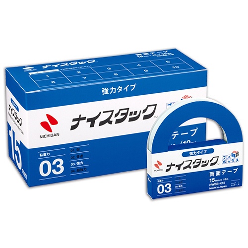 ニチバン　ナイスタック　両面テープ　強力タイプ　ブンボックス　大巻　１５ｍｍ×１８ｍ　ＮＷＢＢ－Ｋ１５　１パック（１０巻）1