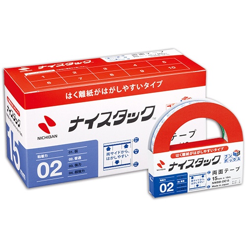 ニチバン　ナイスタック　両面テープ　はくり紙がはがしやすいタイプ　ブンボックス　大巻　１５ｍｍ×１８ｍ　ＮＷＢＢ－ＤＥ１５　１パック（１０巻）1