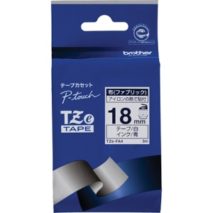 ブラザー　ピータッチ　ＴＺｅテープ（布テープ）　１８ｍｍ　白／青文字　ＴＺＥ－ＦＡ４　１個1