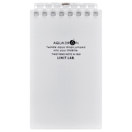 リヒトラブ　ＡＱＵＡ　ＤＲＯＰｓ　ツイストノート（メモサイズ）　８穴　５ｍｍ方眼罫　リーフ４０枚付属　白（不透明）　Ｎ－１６６１－０　１冊1
