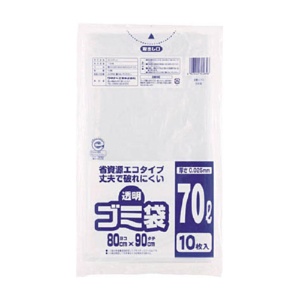 ワタナベ工業　ワタナベ　透明ゴミ袋（再生原料タイプ）７０Ｌ　Ｕ－７０　１パック（１０枚）1