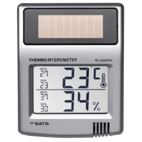 佐藤計量器製作所　佐藤　ソーラーデジタル温湿度計　ＰＣ－５２００ＴＲＨ　１個