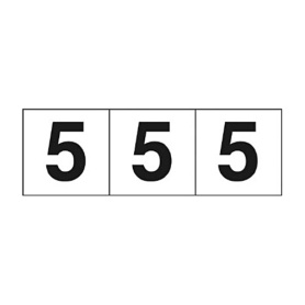 ＴＲＵＳＣＯ　数字ステッカー　５０×５０　「５」　白　ＴＳＮ－５０－５　１セット（３枚）