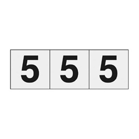 ＴＲＵＳＣＯ　数字ステッカー　５０×５０　「５」　透明　ＴＳＮ－５０－５－ＴＭ　１セット（３枚）