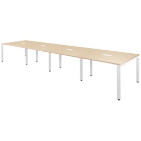 フリーアドレステーブル　幅４８００×奥行１２００×高さ７２０ｍｍ　ホワイトフレーム　天板：ナチュラル　１台