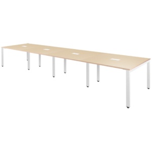 フリーアドレステーブル　幅４８００×奥行１２００×高さ７２０ｍｍ　ホワイトフレーム　天板：ナチュラル　１台1