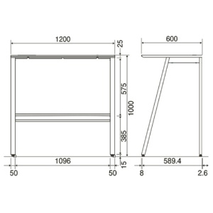 オカムラ　ＶＩＬＬＡＧＥ　ＶＤ－Ａハイテーブル　幅１２００×奥行６００×高さ１０００ｍｍ　天板：ホワイト　脚：ネオホワイト　８ＶＡ６２Ｓ－ＭＦＣ４　１台2