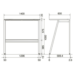 オカムラ　ＶＩＬＬＡＧＥ　ＶＤ－Ａハイテーブル　幅１４００×奥行６００×高さ１０００ｍｍ　天板：ライトオーク　脚：ネオホワイト　８ＶＡ６４Ｓ－ＭＦＣ５　１台2