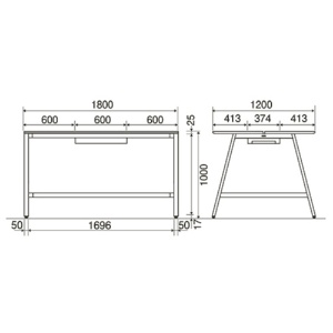オカムラ　ＶＩＬＬＡＧＥ　ＶＤ－Ａワークテーブル　幅１８００×奥行１２００×高さ１０００ｍｍ　天板：ミディアムウォールナット　脚：ブラック　８ＶＡ２８Ｓ－ＭＦＤ６　１台2