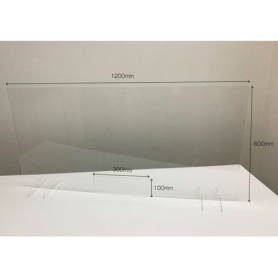 フジテックス　透明アクリルパーテーション　Ｂタイプ　幅１２００×高さ６００ｍｍ　開口部付き（幅３００×高さ１００ｍｍ）　１セット（２台）