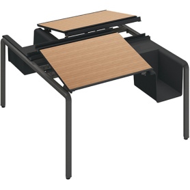 コクヨ　アプティス　テーブル　両面・バスケットタイプ　基本　１２２５×１４００×７２０ｍｍ　天板：ラスティックミディアム　脚：ブラック　ＤＵＰ－ＢＤ１２１４－Ｅ６ＡＭＰ２２　１台