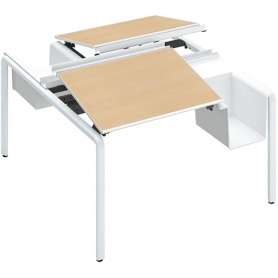 コクヨ　アプティス　テーブル　両面・バスケットタイプ　基本　１２２５×１４００×７２０ｍｍ　天板：ナチュラルオーク　脚：ホワイト　ＤＵＰ－ＢＤ１２１４－ＳＡＷＭＴ１２　１台